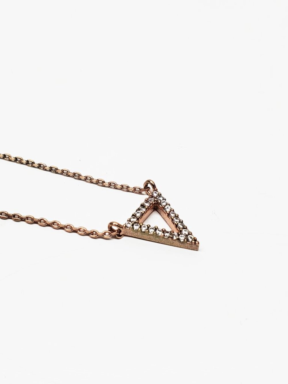 Tai Jewelry Delicate Rose Gold CZ Triangle Pendant Necklace NEW